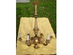 Lampadario antico primi '900 in legno scolpito e dorato a mano
