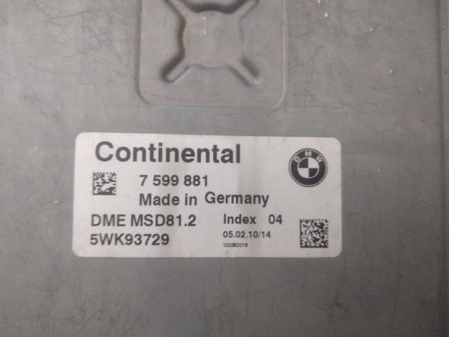 CENTRALINA MOTORE DME MSD81.2 7599881 5WK93729 BMW Continental 29655 CONTINENTA
