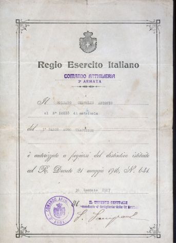 Documento del regio esercito italiano, 1917 - Foto 3