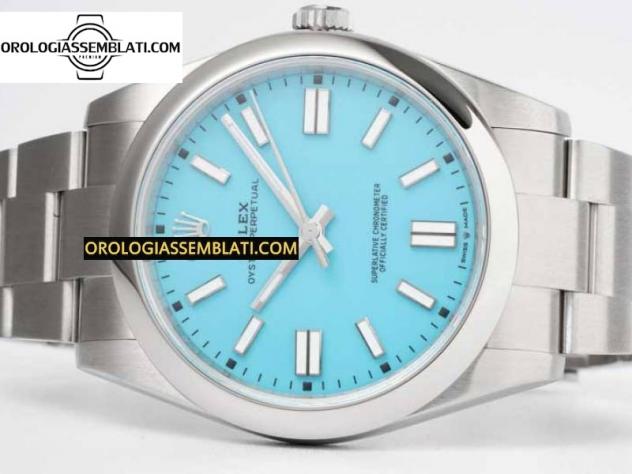 Replica Rolex OYSTER PERPETUAL 41MM 124300 1:1 BEST EDITION IN ACCIAIO 904L QUADRANTE BLU TIFFANY SU BRACCIALE SS 3230 - Foto 2