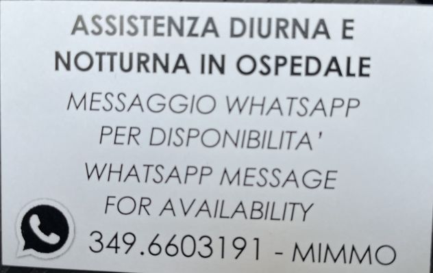 Mi offro per assistenza domiciliare o in ospedale,a lecce giorno o notte
