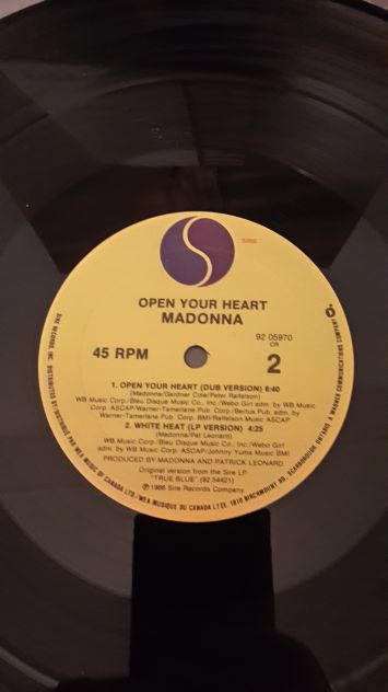 MADONNA, open your heart, 45 RPM, Canada Sire 92 05970 CR. - Foto 6