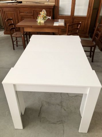 NUOVA CONSOLLE 90x50 ALLUNGABILE CON 4 ALLUNGHE 45 BIANCO SPAZZOLATO - Foto 7
