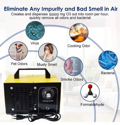Generatore ozono 120w con timer 60000mlg Purificatore D'aria Ozonizzatore Camper - Foto 3