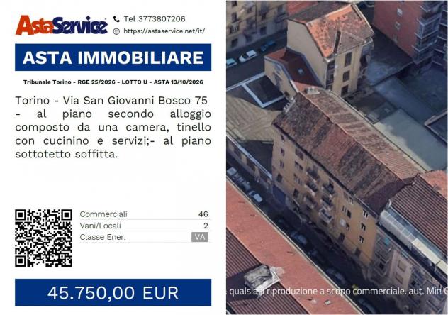 25/2026 U TO - Tribunale Torino - RGE 25/2026 - LOTTO U - ASTA 13/10/2026