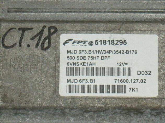 51818295 ECU CENTRALINA FIAT 500 1.3 51818295 MJD 6F3.B1 HW04P - Foto 2