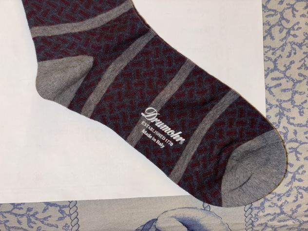 CALZE NUOVE DA UOMO IN COTONE E SETA FIRMATE ORIGINALI DRUMOHR,MADE IN ITALY - Foto 4