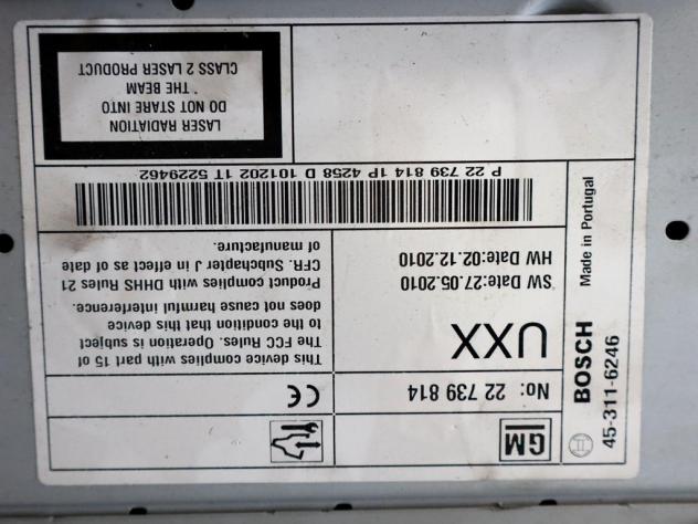 22739814 CENTRALINA SISTEMA DI NAVIGAZIONE SATELLITARE OPEL INSIGNIA A SW 2.0 D 118KW AUT 5P (2011) RICAMBIO USATO - Foto 9
