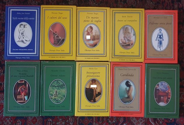 Lotto 10 libri erotici Olympia Press anni '70 da collezione copertina rigida