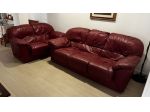 Coppia divani in vera pelle (3 posti + 2 posti) colore bordeaux