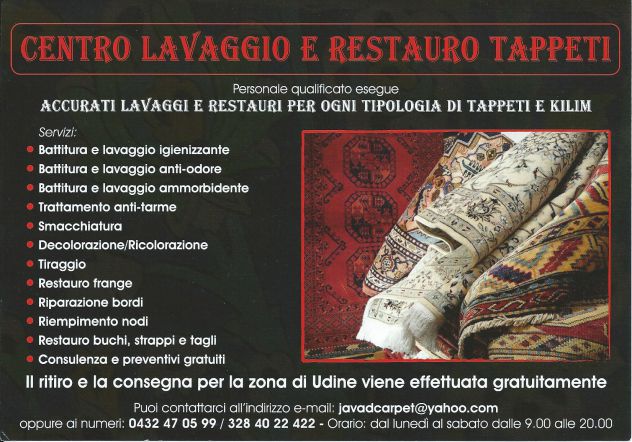 Lavaggio tappeti pulizia e restauro tappeti Cervignano del Friuli - Foto 3