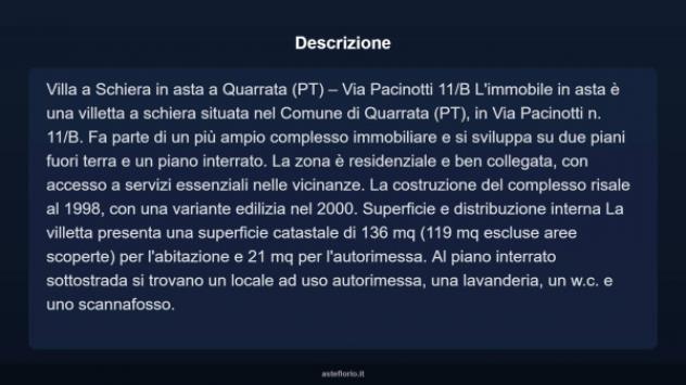 Immobile in asta di 119 m² con più di 5 locali e box auto in vendita a Quarrata - Foto 3