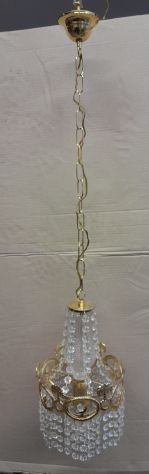 Lampadario In Ottone e Cristallo Vintage in stile impero a sospensione