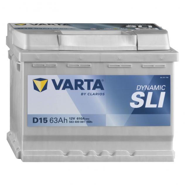 Batteria Auto Varta Silver Dynamic D15 63Ah 610A En 12V = BOSCH 63 Ah 0092S50050