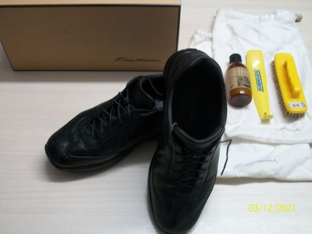 Santoni uomo snickers in pelle nere usate - Foto 3
