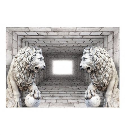 Fotomurale Adesivo In 3D Con I Leoni pietrificati Arredalacasa - Foto 2