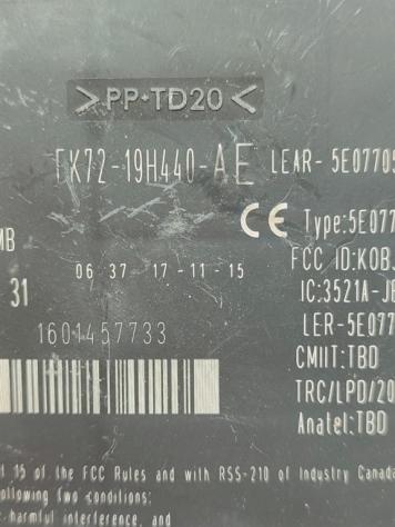 CENTRALINA KEYLESS JAGUAR XE Serie (X760) FK72-19H440-AE 204DTA diesel 1999 (15) - Foto 2