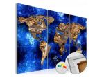 Quadro Di Sughero Mappamondo Blu In 3 Parti Arredalacasa