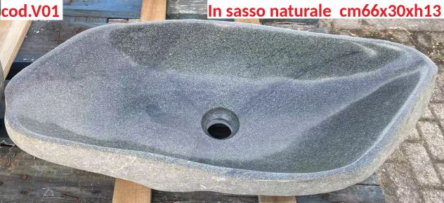 Lavabo lavandino da appoggio in pietra sasso verde