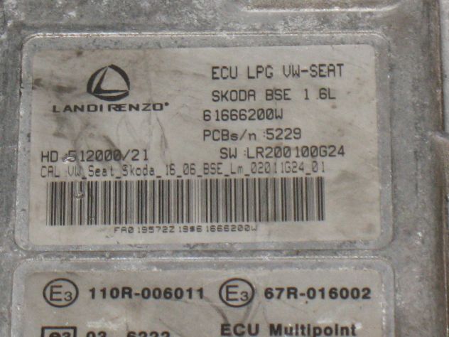 61666200W ECU LANDI RENZO GPL LPG VW SEAT SKODA 1.6 61666200W LR200100G24 - Foto 2