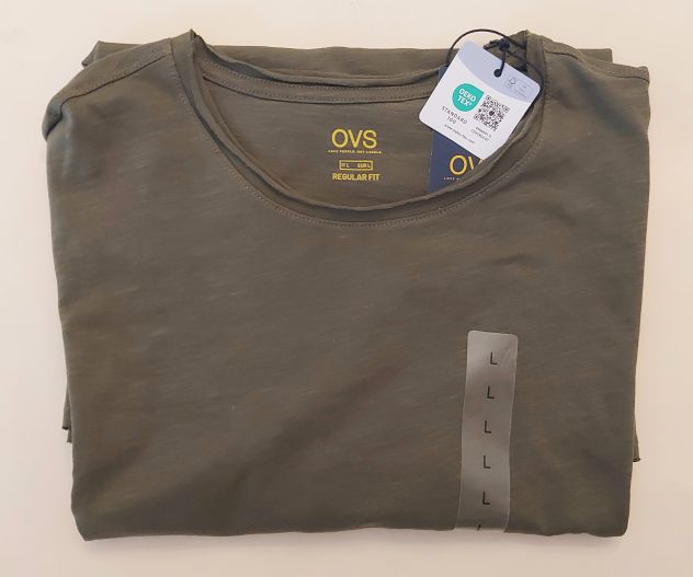 T-shirt verde puro cotone della linea OVS regular fit misura L Nuova con etichet