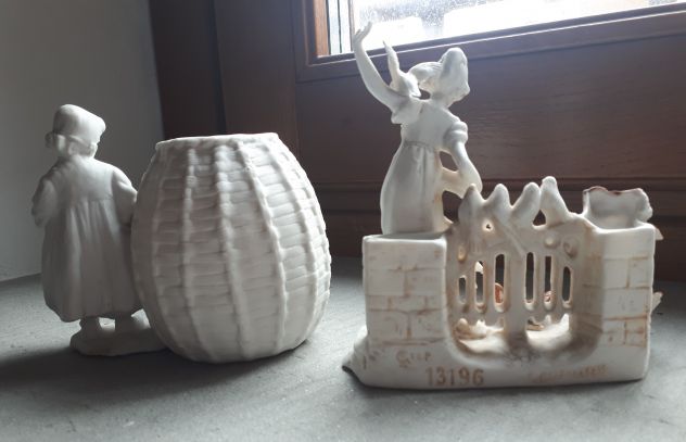 2 antiche statuette in porcellana Biscuit Primi '900. - Foto 7