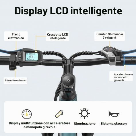 Bicicletta Elettrica Aairsk GT 900 Mountain bike 26" - Foto 6