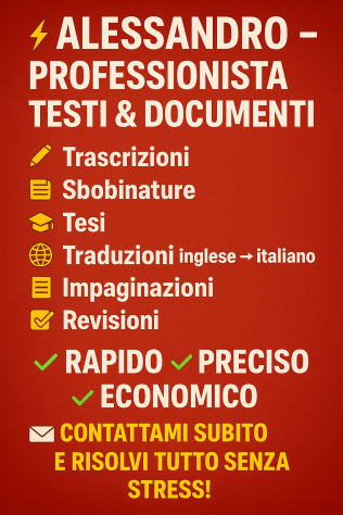 ⚡ Servizi Professionali di Trascrizioni, Tesi, Traduzioni e Documenti