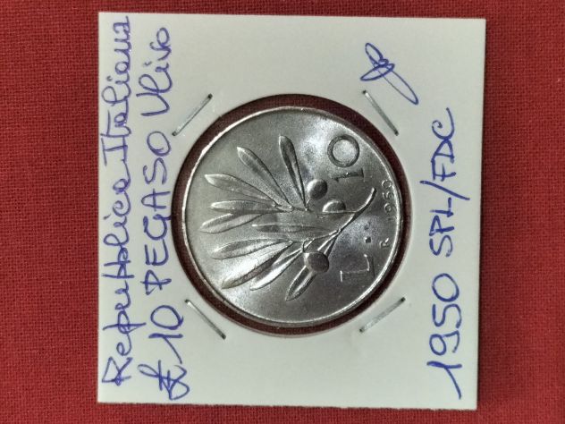 Moneta da collezione lire 10 Pegaso Ulivo 1959 SPL/fdc - Foto 6