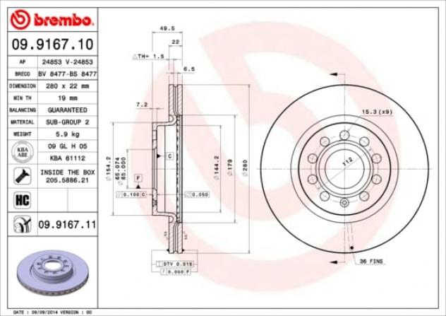 Brembo Disco Freno 09916711