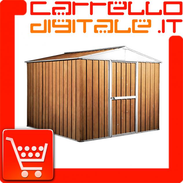 Box prefabbricato, casetta da giardino in lamiera zincata. Capanno deposito attrezzi in Acciaio Zincato 2.76 x 2.60 m x h2.12 m - Peso 110 KG – 7,2 me