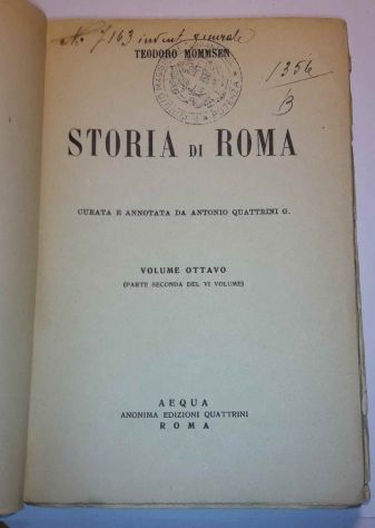 Libro "Storia di Roma" di T. Mommsen - 1936 Aequa - Foto 2