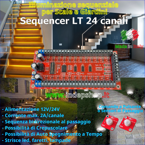 illuminazione luci sequenziali scale sentieri corridoi