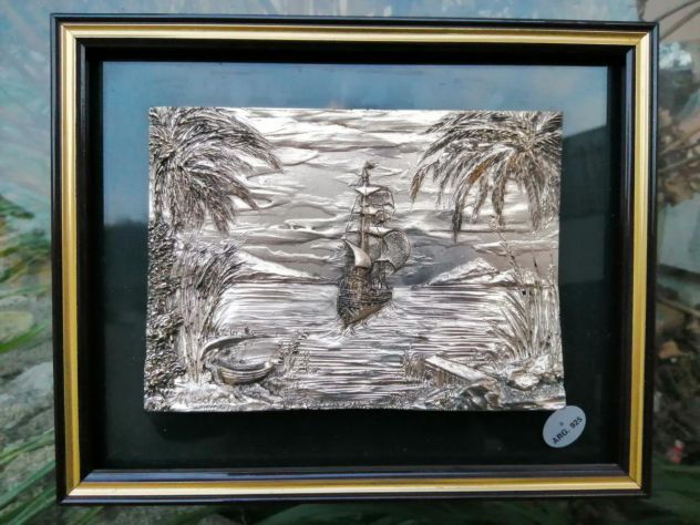 Quadro veliero storico a rilievo opera arg. 925 - Foto 3