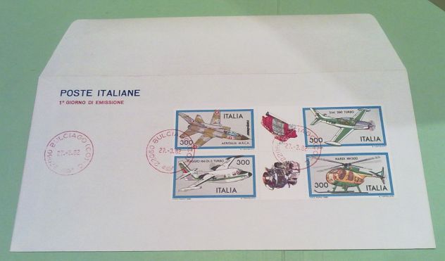 BUSTA PRIMO GIORNO EMISSIONE AERITALIA, PIAGGIO, SIAI TURBO, NARDI