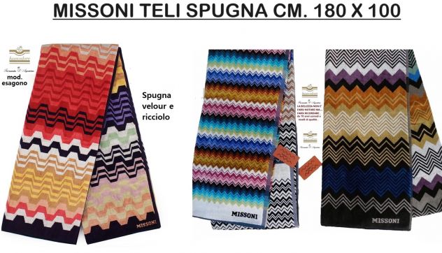 Missoni teli spugna mare , barca , piscina ecc. 3 modelli cm. 180 x 100