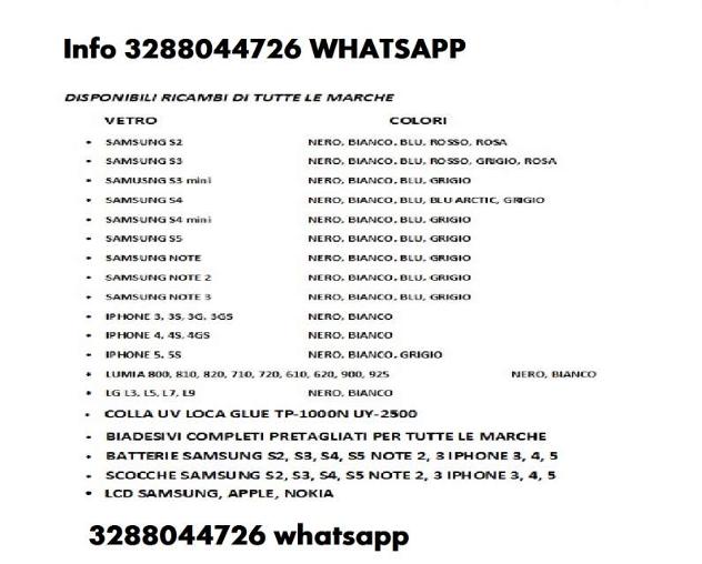 VETRI SAMSUNG S2 S3 S4 S5 S6 NOTE 2 3NEO 4 IPHONE Nuovo Euro 5 - Foto 2