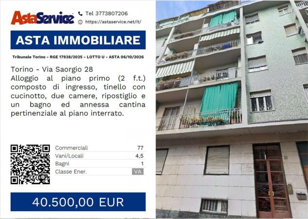 17938/2025 U TO - Tribunale Torino - RGE 17938/2025 - LOTTO U - ASTA 06/10/2026