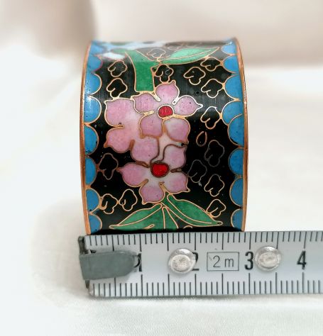 SET 6 ANTICHI PORTA-TOVAGLIOLO IN METALLO E SMALTI CLOISONNÉ, CINA, 1900. - Foto 9