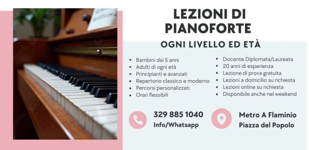 Lezioni di pianoforte (ogni livello ed età)