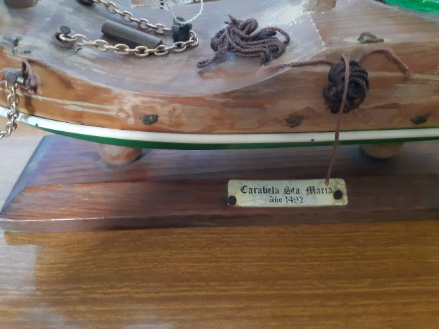MODELLINO VELIERO IN LEGNO "SANTA MARIA 1492" - VINTAGE (40X35 CM) - Foto 2