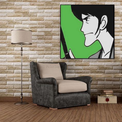 Quadro Goemon Lupin dipinto a mano pop art