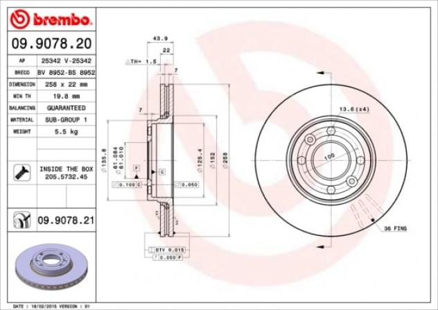 Brembo Disco  Freno 09907820