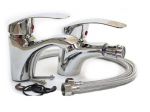 COPPIA MISCELATORI BIDET + RUBINETTO LAVABO BAGNO CROMATO MONOCOMANDO FLESSIBILI