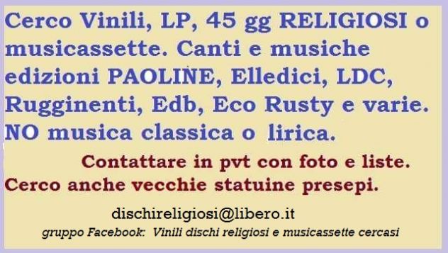 DISCHI Canti RELIGIOSI MUSICASSETTE CD spartiti statuine PRESEPE VINTAGE - Foto 10