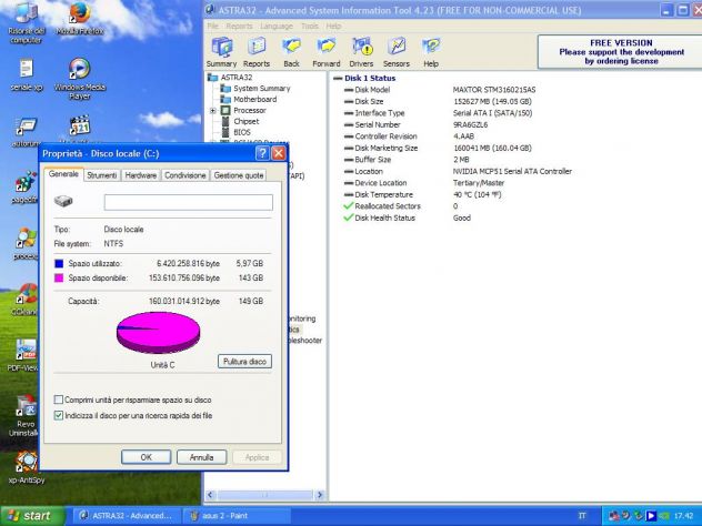 Windows XP pro PC Asus desktop seriale parallela vga DVD-RW Amd x2 - Foto 6