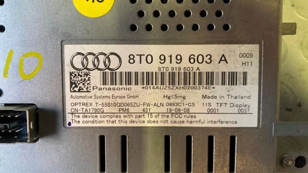 Display multifunzione Audi A4 B8 del 2010 (8T0919603A) - Foto 2