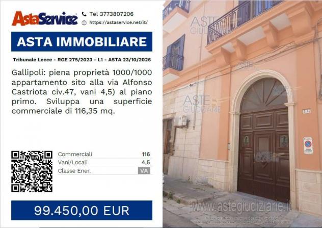 Tribunale Lecce - RGE 275/2023 - L1 - Tribunale Lecce - RGE 275/2023 - L1 - ASTA 23/10/2026