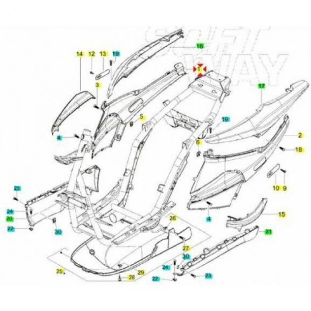 Fianco destro Piaggio NRG Power e Purejet - 959339000G - Foto 6