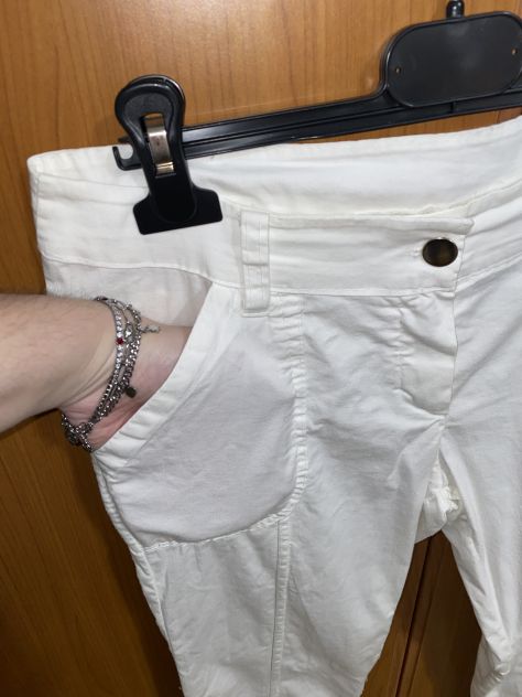 PANTALONI DA DONNA VINTAGE ESTIVI BIANCHI ELASTICIZZATI MESSI SOLO 2/3 VOLTE - Foto 5